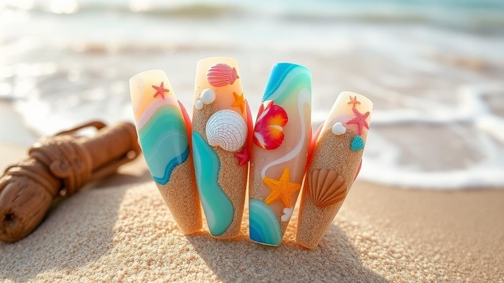 coastal themed nail design