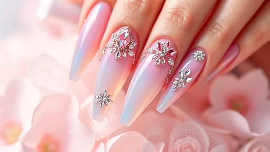 glamorous gemstone nail art