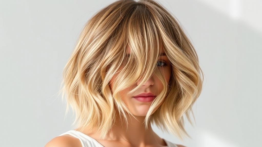 layered wavy bob hairstyle