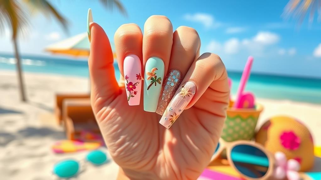 trendy summer coffin nails